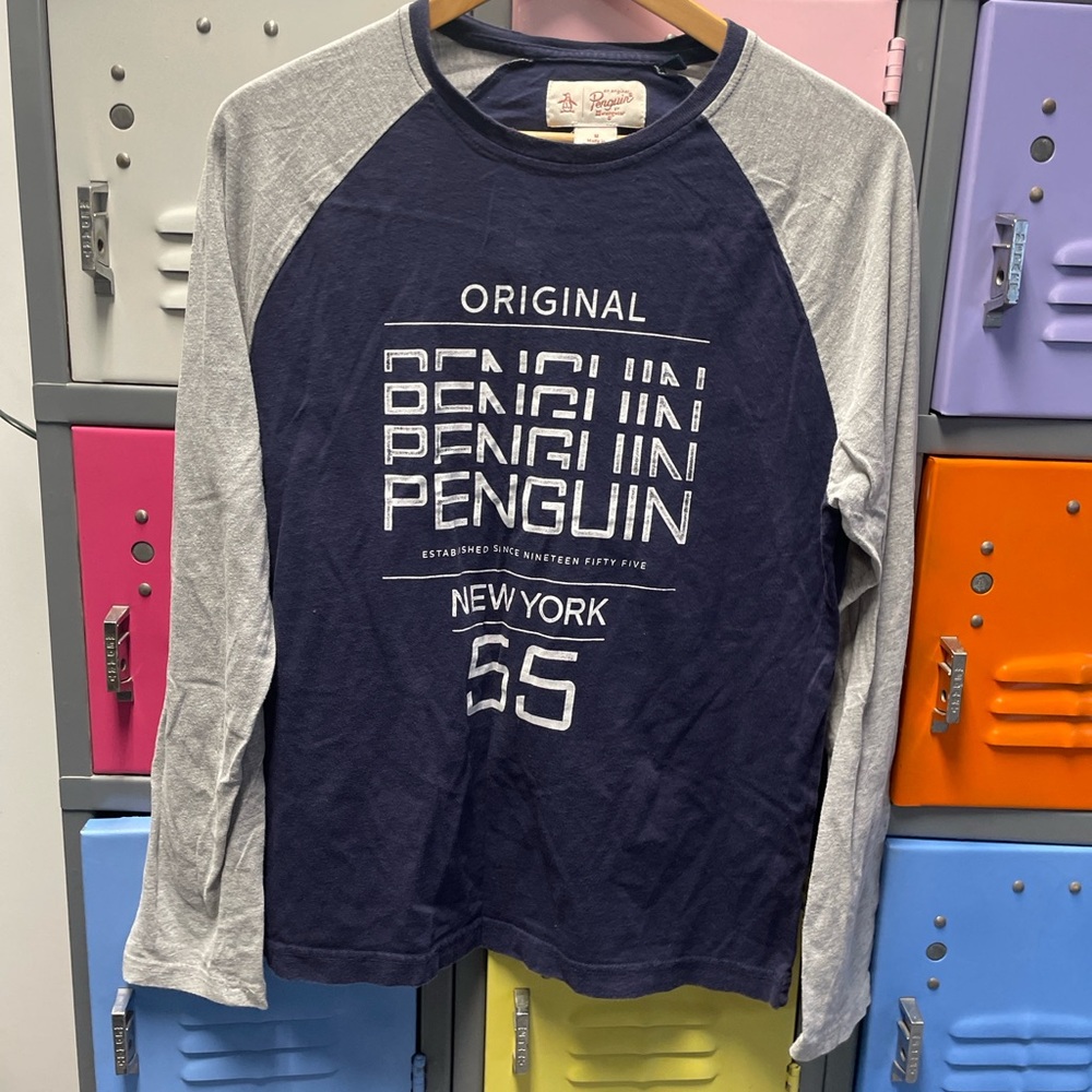Original Penguin Blue and Gray Long Sleeve Tee